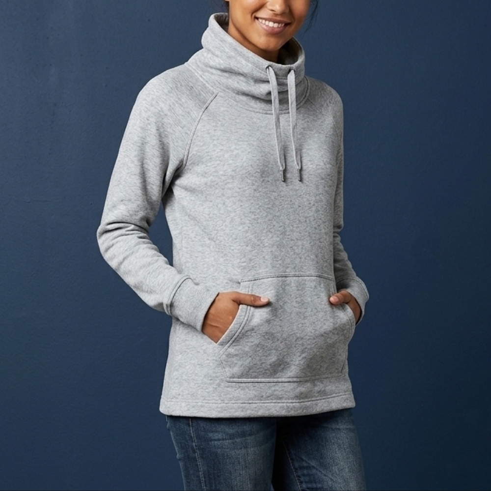90 Degree By Reflex Light Gray Funnel Neck Pullover Hoodie